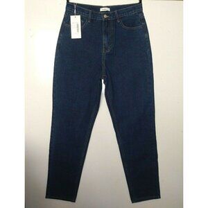 NWT High Rise Mom Jeans Boyfriend Sz 8 Blue Nuheel tapered 30x31 Medium wash